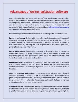 advantages of online registration software