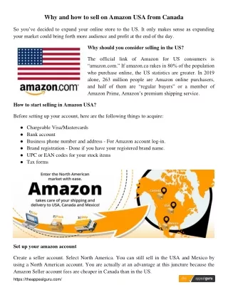 Set-up Amazon Seller Account Canada