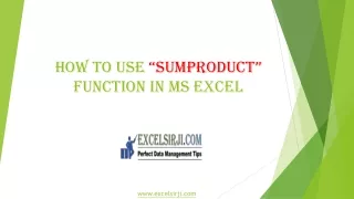 How to use “SUMPRODUCT” function in MS Excel | ExcelSirJi