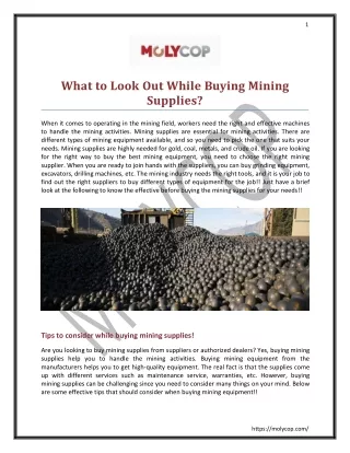 What to Look Out While Buying Mining Supplies?