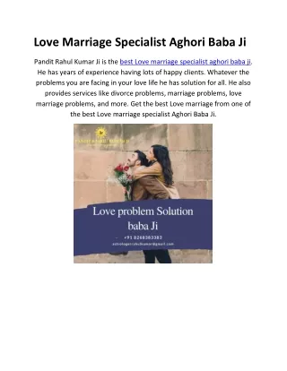Love Marriage Specialist Aghori Baba Ji