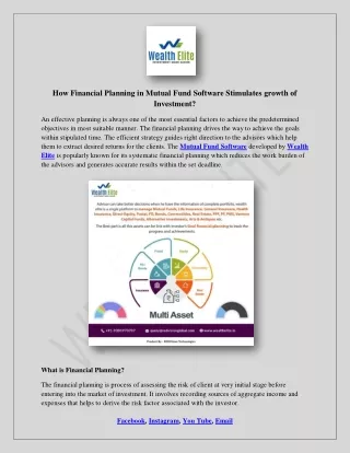 how financial planning in mutual fund software