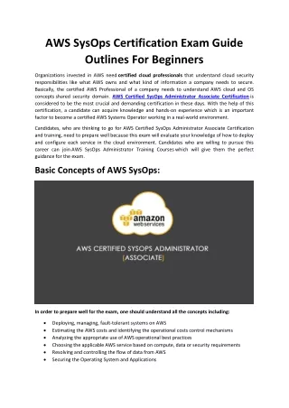 aws sysops certification exam guide outlines