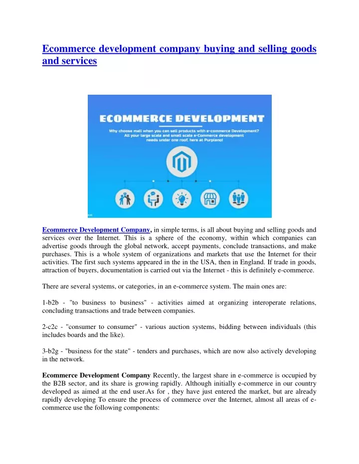 ecommerce development company buying and selling