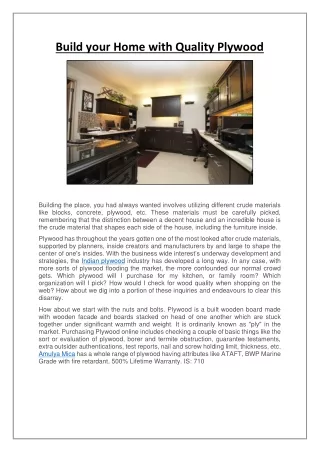 build your home with quality plywood