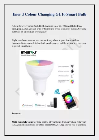 Ener J Colour Changing GU10 Smart Bulb Pack of 3 Unit
