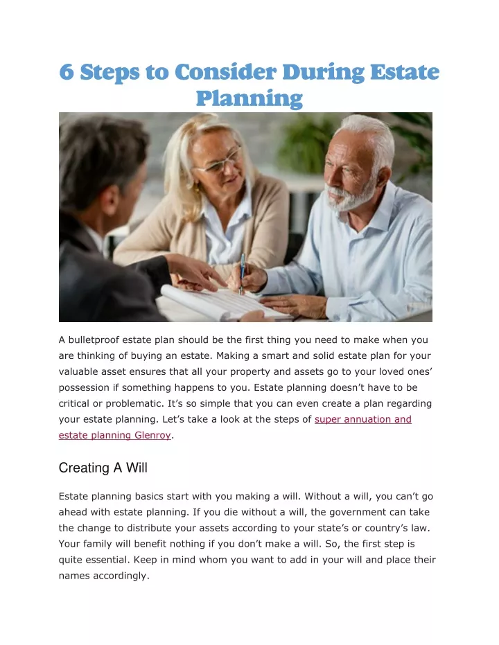 6 steps to consider during estate planning