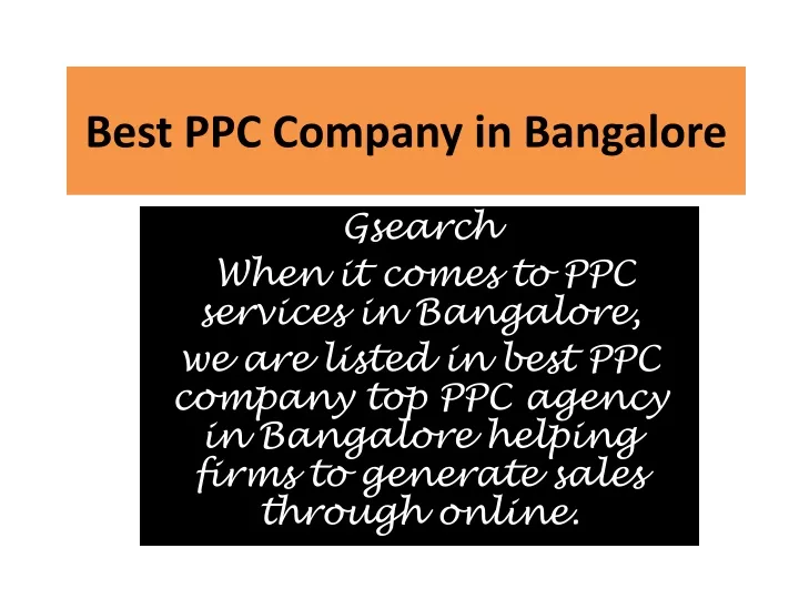 best ppc company in bangalore