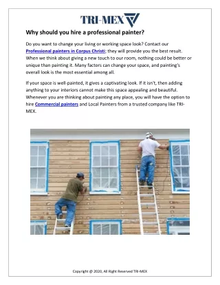Why should you hire a professional painter?