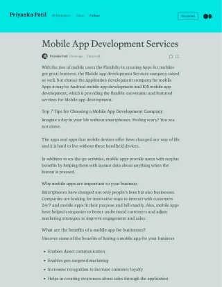 Mobile app development Services