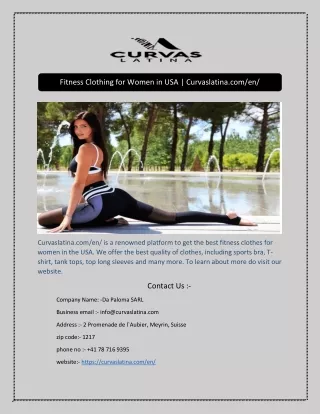 Fitness Clothing for Women in USA | Curvaslatina.com/en/