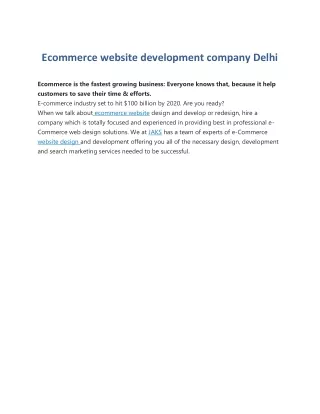 ecommerce website development company delhi