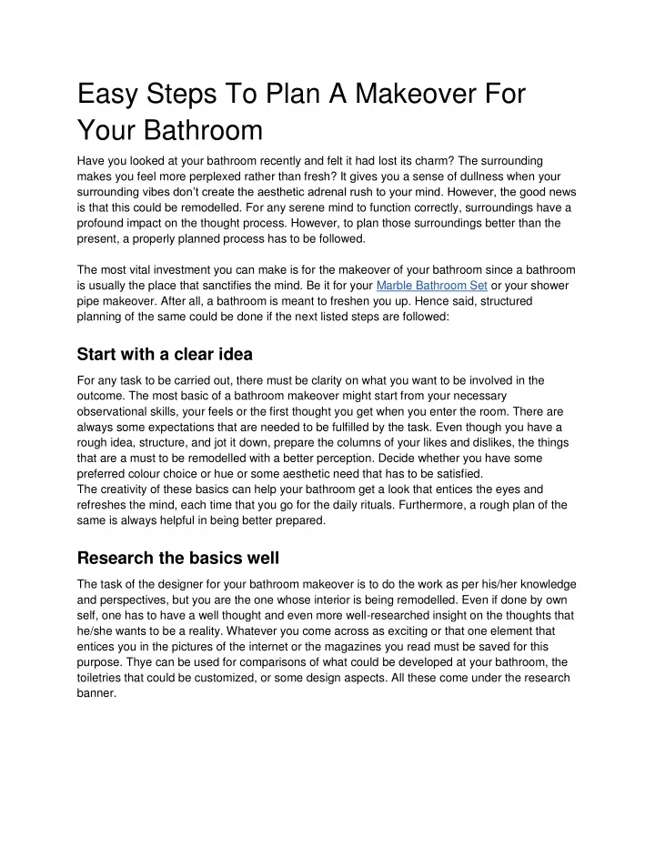 easy steps to plan a makeover for your bathroom