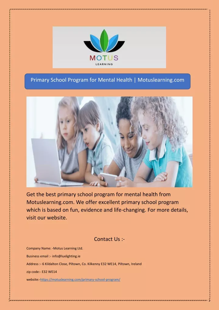 primary school program for mental health