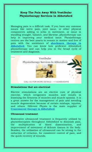 Keep The Pain Away With Vestibular Physiotherapy Services In Abbotsford