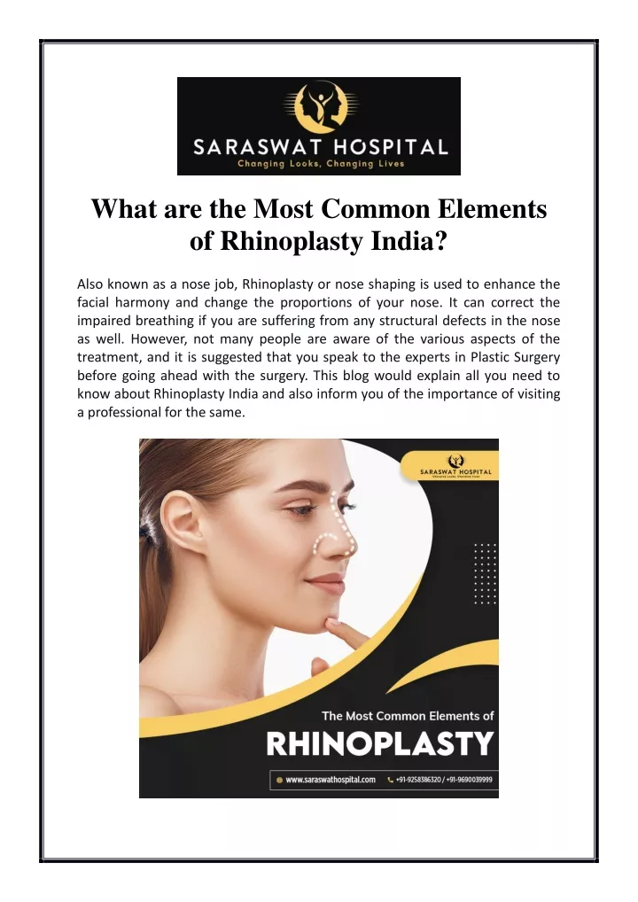 what are the most common elements of rhinoplasty