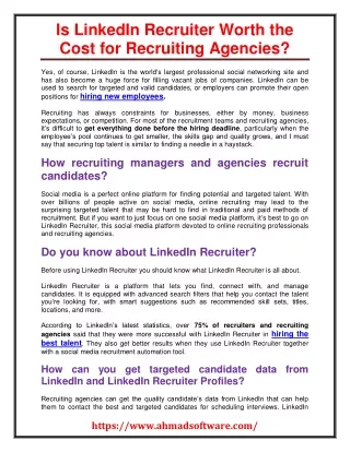 is linkedin recruiter worth the cost
