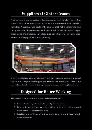 suppliers of girder cranes