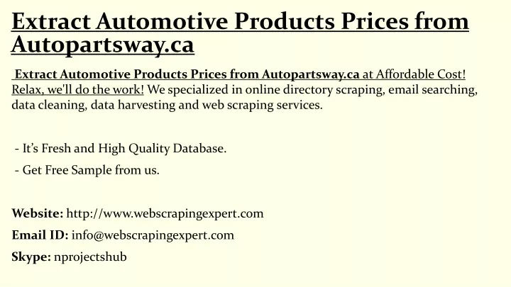 extract automotive products prices from autopartsway ca
