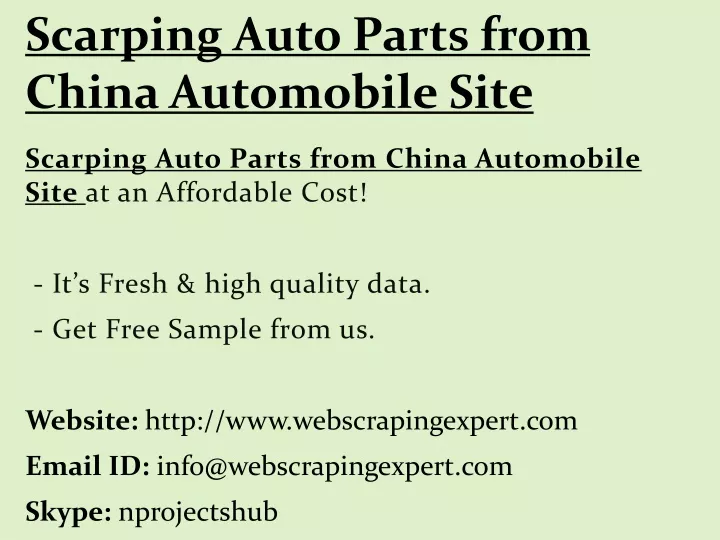 scarping auto parts from china automobile site