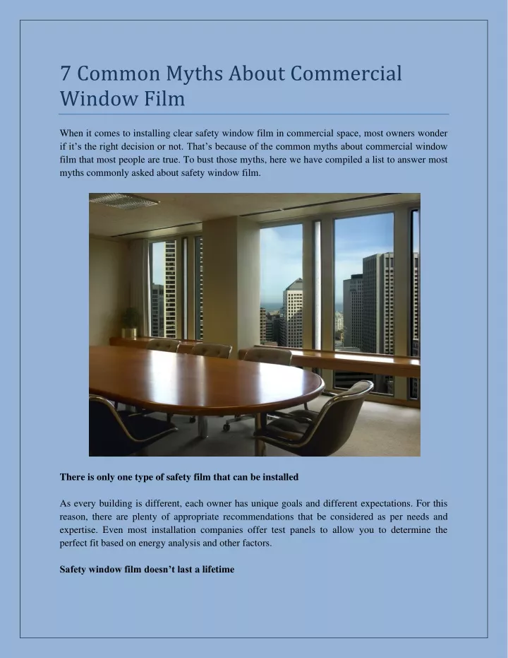 7 common myths about commercial window film