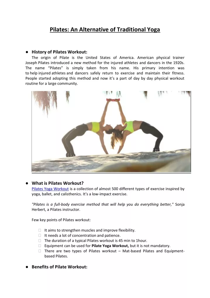 pilates an alternative of traditional yoga