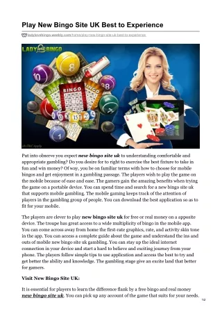 play new bingo site uk best to experience