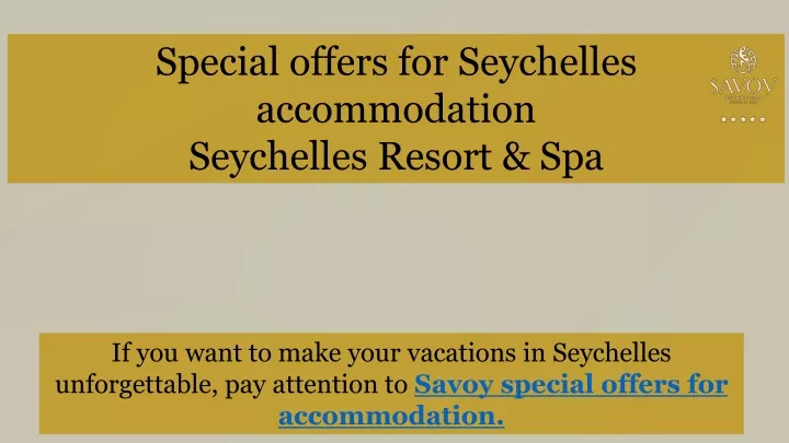 special offers for seychelles accommodation
