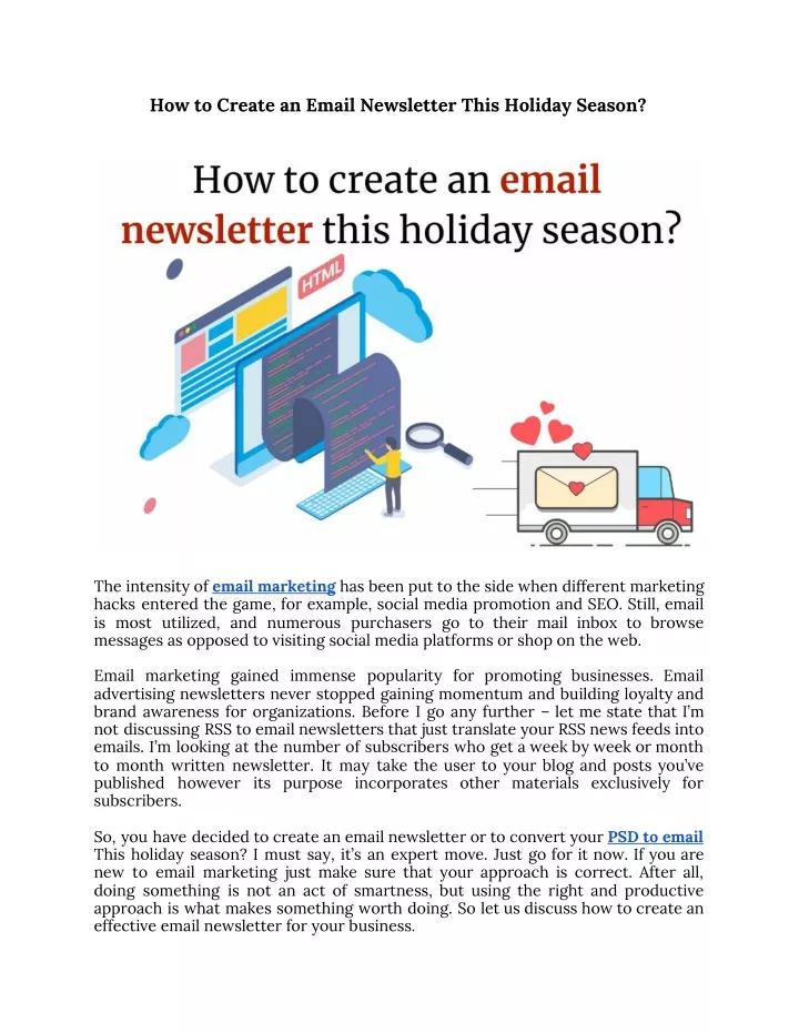 how to create an email newsletter this holiday