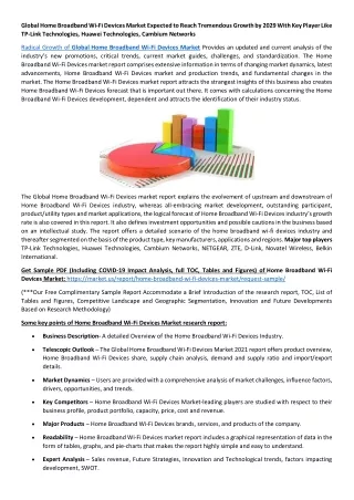 Home Broadband Wi-Fi Devices Market in 2021 and Trends will Change the Business Approach