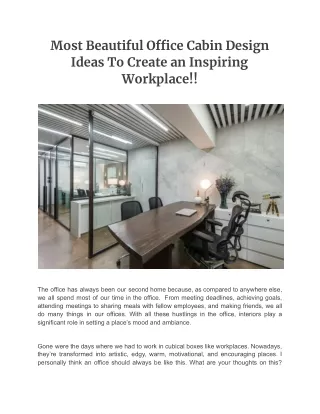 Most Beautiful Office Cabin Design Ideas