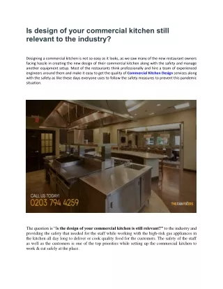 Is design of your commercial kitchen still relevant to the industry