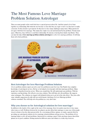 the most famous love marriage problem solution