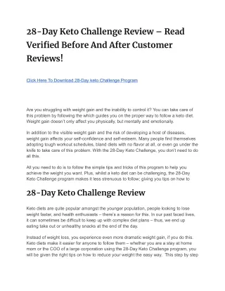 28 day keto challenge review read verified before