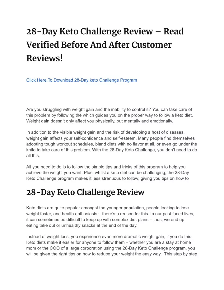 28 day keto challenge review read verified before