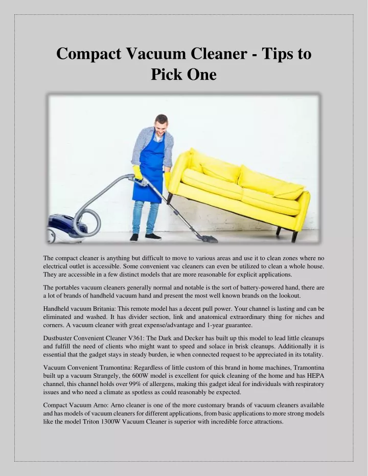 compact vacuum cleaner tips to pick one