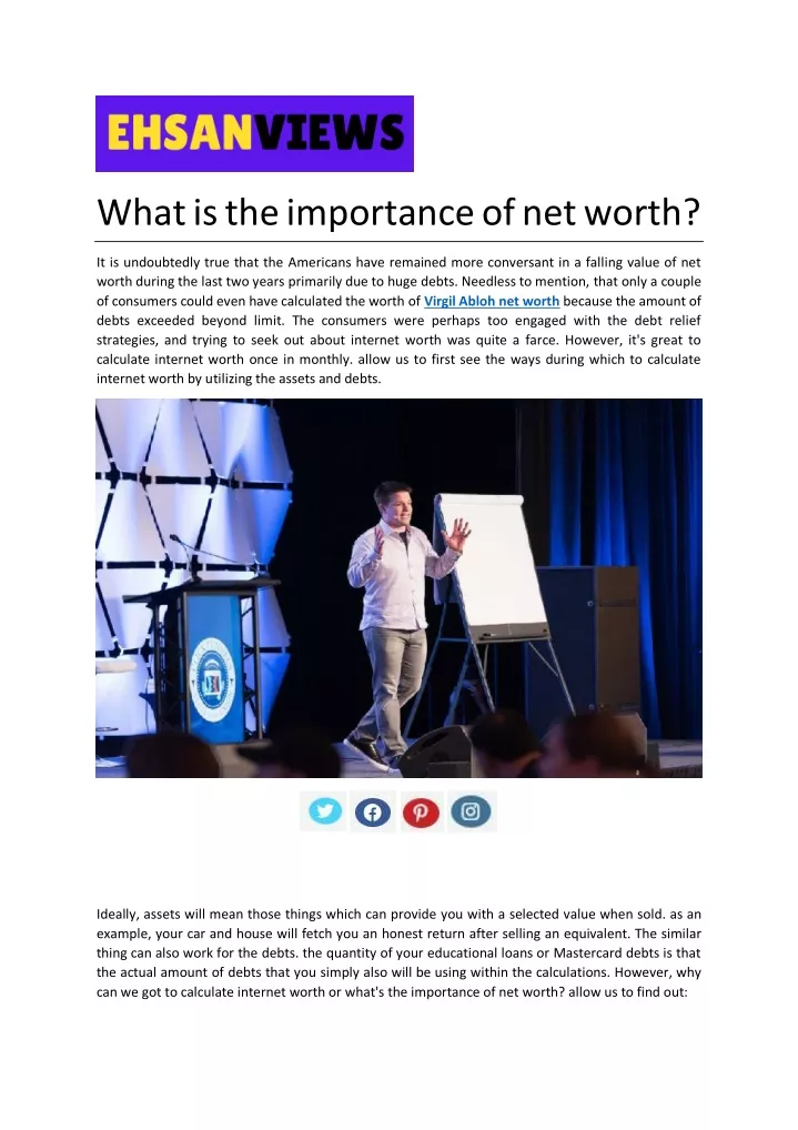 what is the importance of net worth
