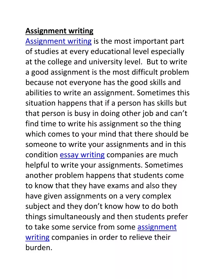 assignment writing assignment writing is the most