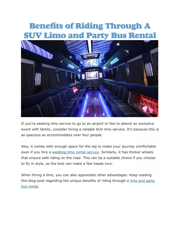 benefits of riding through a suv limo and party