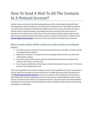 How To Send A Mail To All The Contacts In A Hotmail Account