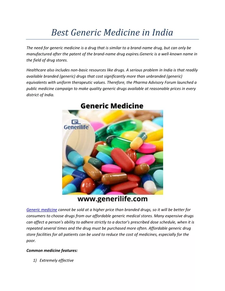 best generic medicine in india