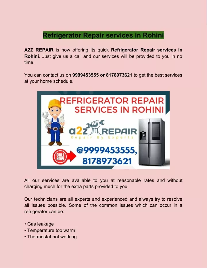 refrigerator repair services in rohini