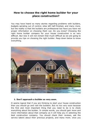 how to choose the right home builder for your