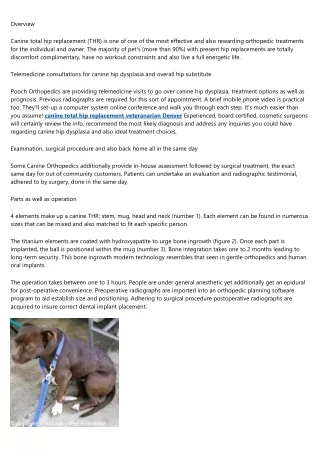 Canine Total Hip Replacement (THR): Realities and Information about the most up to date Medical Advancements in Today's