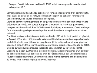 En quoi l’arrêt Labonne du 8 août 1919 est-il remarquable pour le droit administratif ?