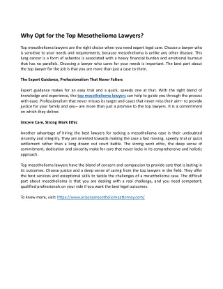 Why Opt for the Top Mesothelioma Lawyers?