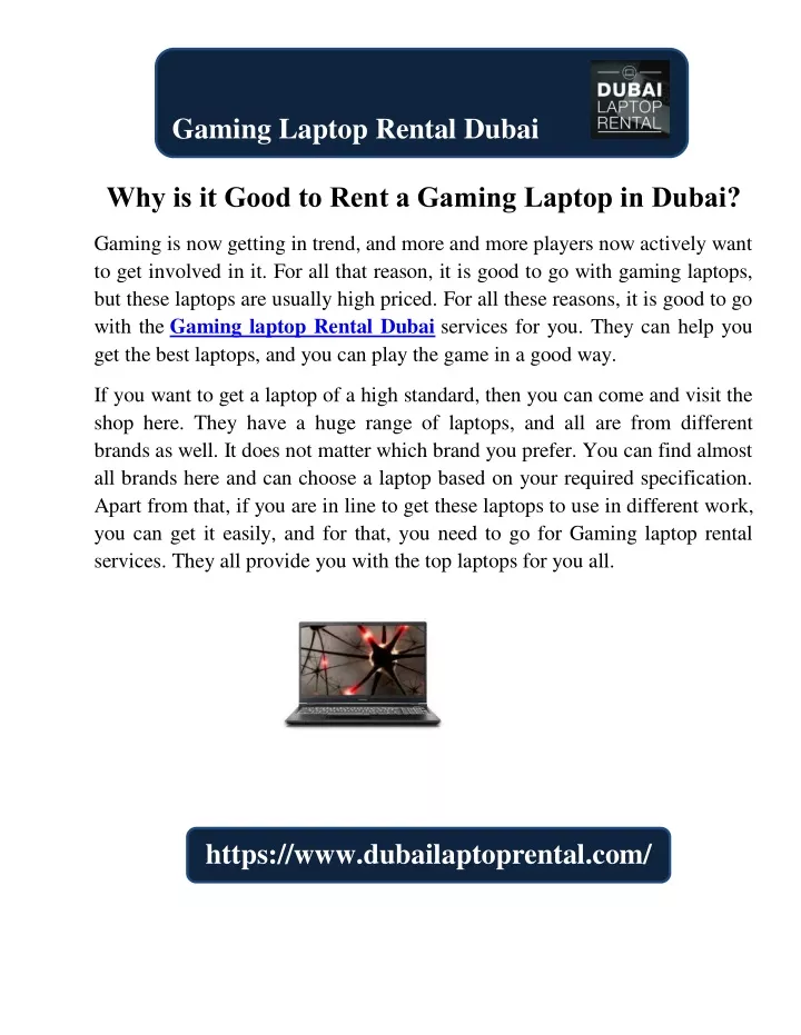 gaming laptop rental dubai