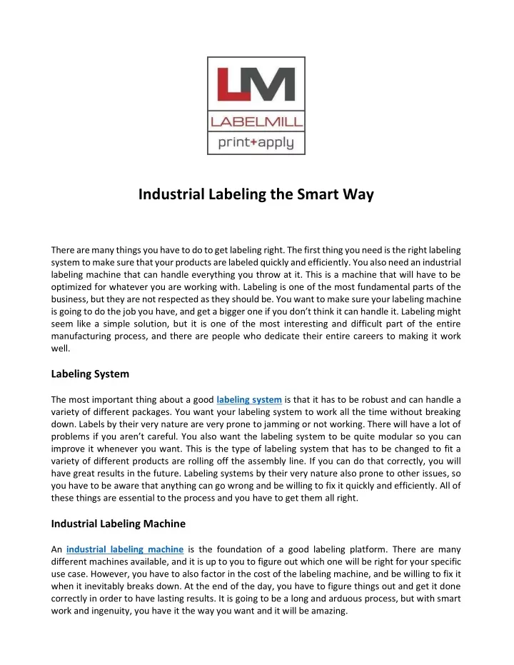 industrial labeling the smart way