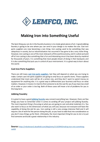 making iron into something useful