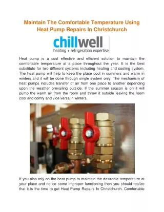 Maintain The Comfortable Temperature Using Heat Pump Repairs In Christchurch